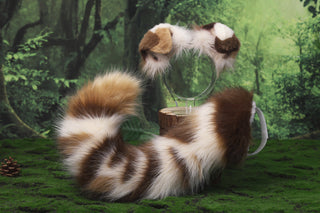 Hypermotion dog tail sleeve and ears faux fur calico dog ear and tail covers for hypermotion silicone tail anime cosplay puppy kemonomimi