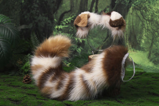 Hypermotion dog tail sleeve and ears faux fur calico dog ear and tail covers for hypermotion silicone tail anime cosplay puppy kemonomimi