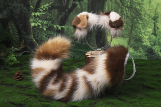 Hypermotion dog tail sleeve and ears faux fur calico dog ear and tail covers for hypermotion silicone tail anime cosplay puppy kemonomimi