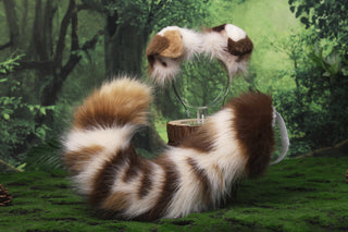 Hypermotion dog tail sleeve and ears faux fur calico dog ear and tail covers for hypermotion silicone tail anime cosplay puppy kemonomimi