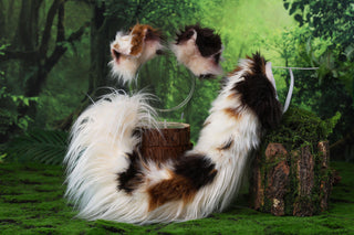 Hypermotion dog tail sleeve and ears red merle border collies dog ear and tail covers faux fur anime cosplay puppy ear and tail kemonomimi