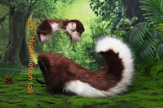 Hypermotion dog tail sleeve for for hypermotion silicone brown white faux fur puppy ear and tail covers anime cosplay kemonomimi ear therian