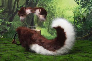 Hypermotion dog tail sleeve for for hypermotion silicone brown white faux fur puppy ear and tail covers anime cosplay kemonomimi ear therian