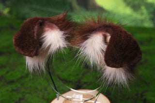 Hypermotion dog tail sleeve for for hypermotion silicone brown white faux fur puppy ear and tail covers anime cosplay kemonomimi ear therian