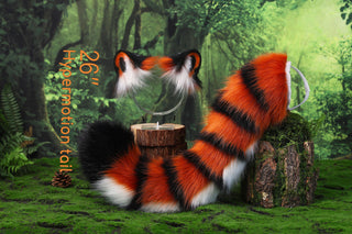 Hypermotion tiger tail sleeve and ears faux fur tiger ear and tail covers for hypermotion silicone tail base anime cosplay puppy kemonomimi