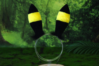 MTO Shiny Umbreon Ears and Tail Faux Fur Yellow Black Pokemon Umbreon Costume Ear And Tail Birthday Halloween gifts Christmas  Anime Cosplay