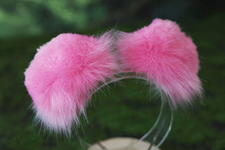 Pink beige Shepherd dog tail and ear faux fur Splicing Shiba Inu dog ear and tail butt plug anime cosplay therian puppy ear and tail dog kemonomimi