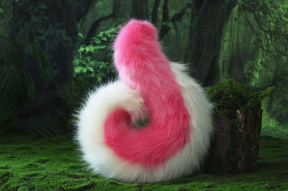 Pink white Shepherd dog tail and ear faux fur Splicing Shiba Inu dog ear and tail butt plug anime cosplay therian puppy ear and tail dog kemonomimi