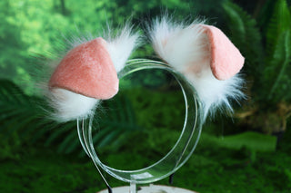 Pink white shepherd dog tail and ear set Shiba Inu dog ear and tail plug set animal cosplay petplay puppy ear and tail set kemonomimi puppy girl