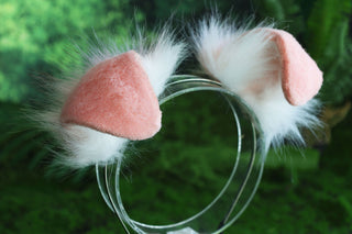 Pink white shepherd dog tail and ear set Shiba Inu dog ear and tail plug set animal cosplay petplay puppy ear and tail set kemonomimi puppy girl