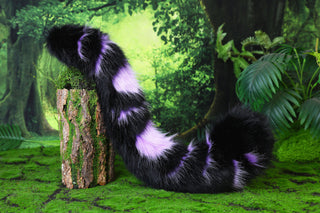 Purple black faux fur bengal cat tail and ear leopard cat cat ear and tail kitten kemonomimi anime cosplay therian savannah cat therian halloween gift