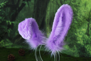 Purple bunny ear and tail plug set bendable bunny ear cosplay realistic faux fur rabbit ear and tail neko ear petplay ear bunnyplay anime cosplay