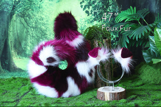 Purple faux fur shepherd dog tail and ear set shiba Inu dog ear and tail curved puppy tail anime cosplay petplay puppy kemonomimi halloween