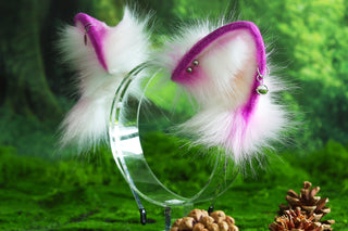 Purple white faux fur shepherd dog tail and ear set Shiba Inu dog ear and tail set animal cosplay petplay puppy ear and tail set halloween