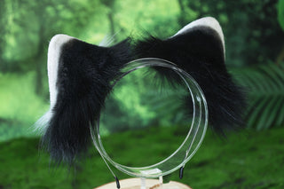 Raccoon ear and tail kemonomimi realistic faux fur gray black raccoon ear and tail butt plug therian anime cosplay raccoon ear and tail furry gift