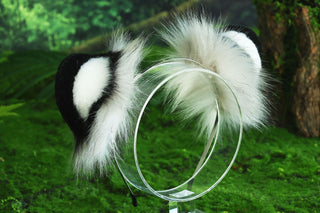 Realistic Faux fur Snow Leopard Ear and Tail Plug Set Role Play Gray Brown White Snow Leopard Cosplay Ear and Tail Kemonomimi Ear Christmas Gift