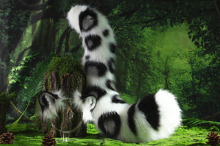Realistic White Faux fur Snow Leopard Ears and Tail Plug Set Role Play Snow Leopard Cosplay Ear and Tail Tiger Ear and Tail Halloween Gift