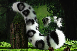 Realistic White Faux fur Snow Leopard Ears and Tail Plug Set Role Play Snow Leopard Cosplay Ear and Tail Tiger Ear and Tail Halloween Gift