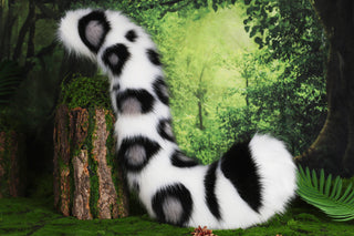 Realistic White Faux fur Snow Leopard Ears and Tail Plug Set Role Play Snow Leopard Cosplay Ear and Tail Tiger Ear and Tail Halloween Gift
