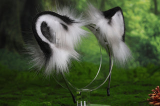 Realistic White Faux fur Snow Leopard Ears and Tail Plug Set Role Play Snow Leopard Cosplay Ear and Tail Tiger Ear and Tail Halloween Gift