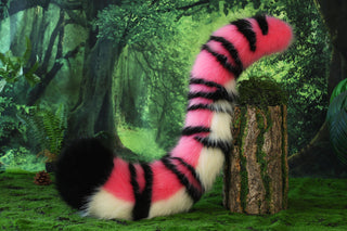 Pink tiger ear and tail set realistic faux fur tiger tail and ear set tiger petplay set animal cosplay tiger tail butt plug and ear tiger kemonomimi ears