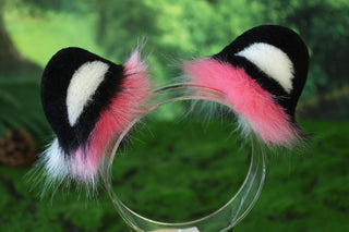 Pink tiger ear and tail set realistic faux fur tiger tail and ear set tiger petplay set animal cosplay tiger tail butt plug and ear tiger kemonomimi ears