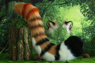 Realistic faux fur tiger ear and tail set tiger cosplay ear and tail set tiger petplay set animal cosplay tail and ear petplay tail and ear