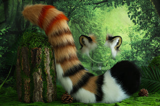 Realistic faux fur tiger ear and tail set tiger cosplay ear and tail set tiger petplay set animal cosplay tail and ear petplay tail and ear