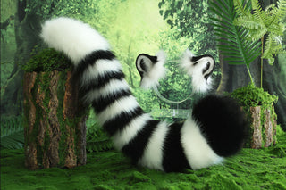 Realistic faux fur white tiger ear and tail set tiger tail and ear set tiger petplay set animal cosplay tail and ear tiger kemonomimi ears