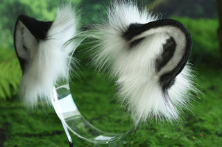 Realistic faux fur white tiger ear and tail set tiger tail and ear set tiger petplay set animal cosplay tail and ear tiger kemonomimi ears