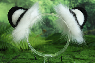 Realistic faux fur white tiger ear and tail set tiger tail and ear set tiger petplay set animal cosplay tail and ear tiger kemonomimi ears