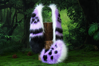 Realistic purple faux fur bunny ear and tail butt plug bunny ear cosplay long soft rabbit ear and tail kemonomimi ear bunnyplay anime cosplay therian