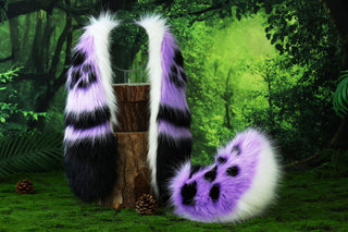 Realistic purple faux fur bunny ear and tail butt plug bunny ear cosplay long soft rabbit ear and tail kemonomimi ear bunnyplay anime cosplay therian