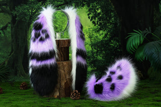 Realistic purple faux fur bunny ear and tail butt plug bunny ear cosplay long soft rabbit ear and tail kemonomimi ear bunnyplay anime cosplay therian