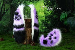 Realistic purple faux fur bunny ear and tail butt plug bunny ear cosplay long soft rabbit ear and tail kemonomimi ear bunnyplay anime cosplay therian