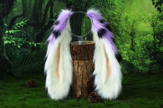 Realistic purple faux fur bunny ear and tail butt plug bunny ear cosplay long soft rabbit ear and tail kemonomimi ear bunnyplay anime cosplay therian