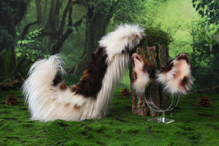 Red Merle Border Collies dog tail and ear faux fur red border collie dog ear and tail anime cosplay therian puppy ear and tail kemonomimi