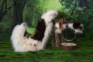 Red merle border collie dog tail and ear faux fur red border collie dog ear and tail anime cosplay therian puppy ear and tail kemonomimi