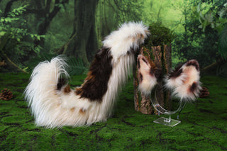 Red merle border collie dog tail and ear faux fur red border collie dog ear and tail anime cosplay therian puppy ear and tail kemonomimi