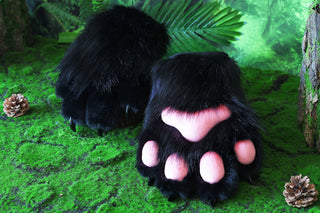 Black fursuit paws cat paws gloves realistic faux fur kitten fursuit paws kitty cosplay fursuit paws gloves handpaws fur paws with claw