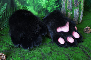 Black fursuit paws cat paws gloves realistic faux fur kitten fursuit paws kitty cosplay fursuit paws gloves handpaws fur paws with claw