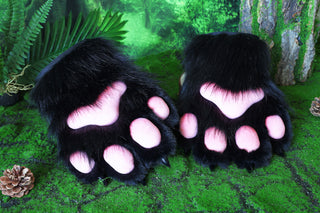 Black fursuit paws cat paws gloves realistic faux fur kitten fursuit paws kitty cosplay fursuit paws gloves handpaws fur paws with claw