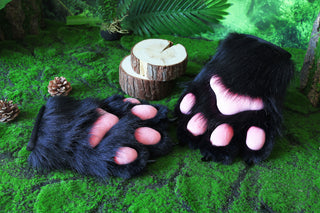 Black fursuit paws cat paws gloves realistic faux fur kitten fursuit paws kitty cosplay fursuit paws gloves handpaws fur paws with claw