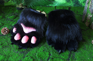 Black fursuit paws cat paws gloves realistic faux fur kitten fursuit paws kitty cosplay fursuit paws gloves handpaws fur paws with claw