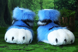 Derpy tiger cosplay feet paws fursuit feetpaws derpy tiger fursuit shoes kpop demon hunters foot paw furry Kpop Derpy feet paws furry blue