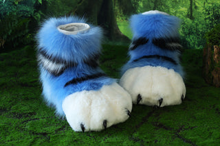 Derpy tiger cosplay feet paws fursuit feetpaws derpy tiger fursuit shoes kpop demon hunters foot paw furry Kpop Derpy feet paws furry blue
