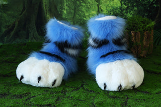 Derpy tiger cosplay feet paws fursuit feetpaws derpy tiger fursuit shoes kpop demon hunters foot paw furry Kpop Derpy feet paws furry blue