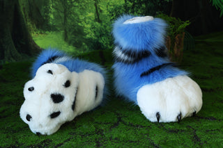 Derpy tiger cosplay feet paws fursuit feetpaws derpy tiger fursuit shoes kpop demon hunters foot paw furry Kpop Derpy feet paws furry blue