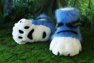 Derpy tiger cosplay feet paws fursuit feetpaws derpy tiger fursuit shoes kpop demon hunters foot paw furry Kpop Derpy feet paws furry blue