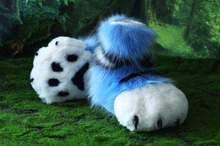 Derpy tiger cosplay feet paws fursuit feetpaws derpy tiger fursuit shoes kpop demon hunters foot paw furry Kpop Derpy feet paws furry blue